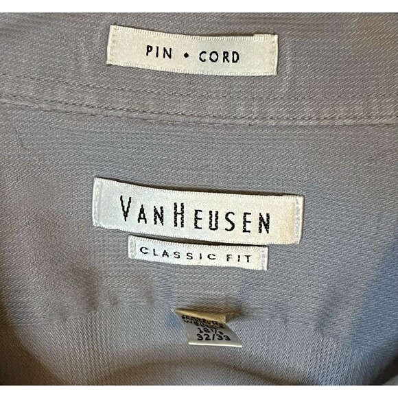 Van Heusen Fitted Men’s L Light Gray Long Sleeve Button Down Dress Shirt Used - Picture 3 of 10